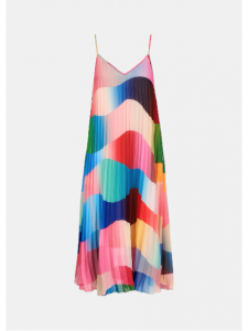 Essentiel Antwerp Multicolor graphic print plissé slip dress