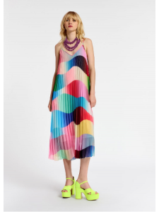Essentiel Antwerp Multicolor graphic print plissé slip dress